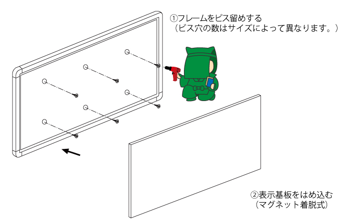 デザインマグボードはどうやって設置するのですか？ | 大型ホワイトボード・大型黒板専門ブリッジワン